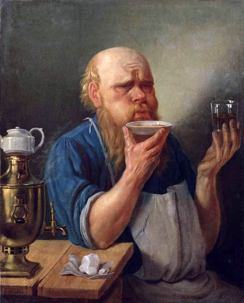 workman drinking tea